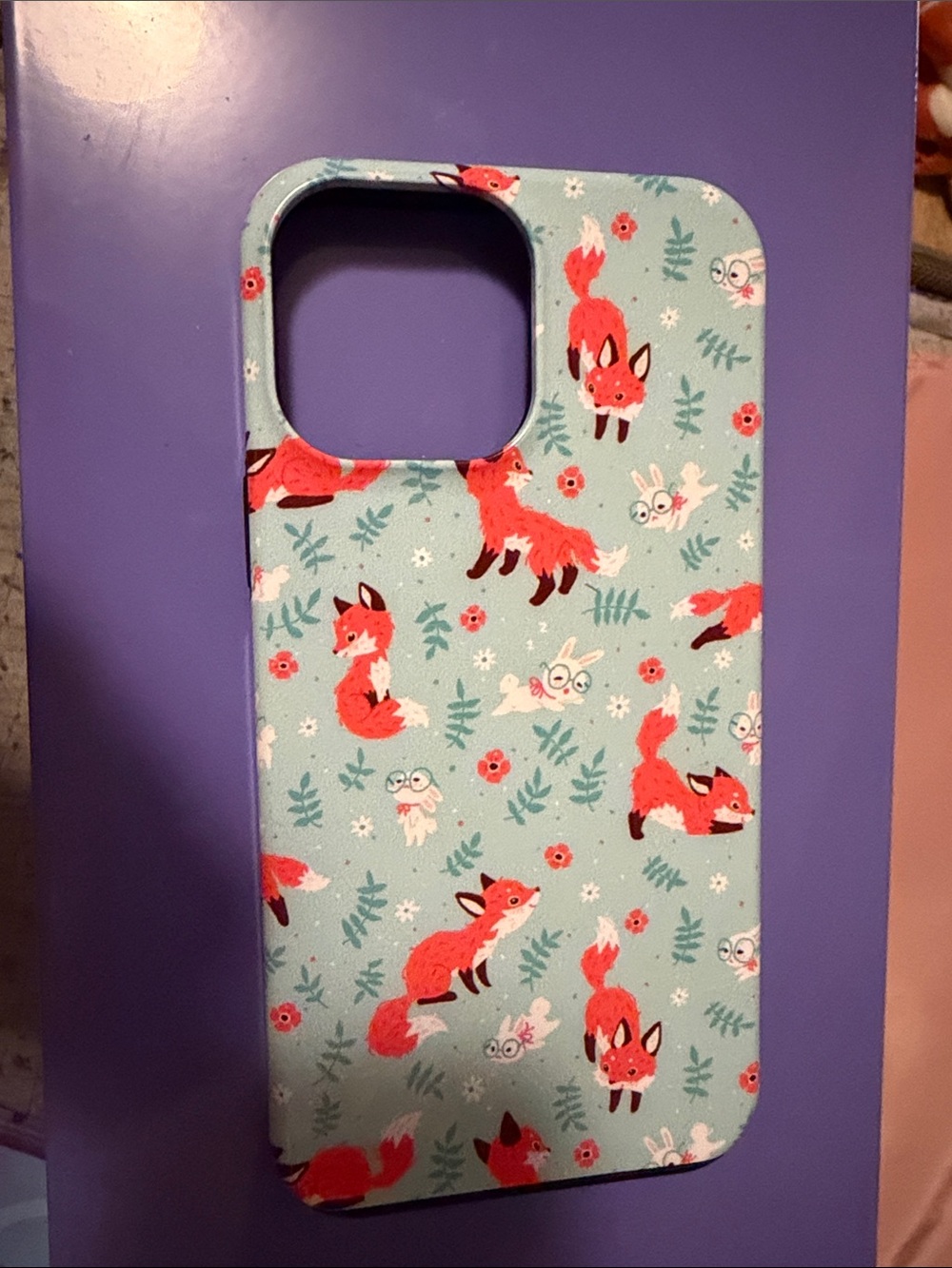 Cute Fox Pattern Light Blue Phone Case - iPhone 13 promax only 2/20$